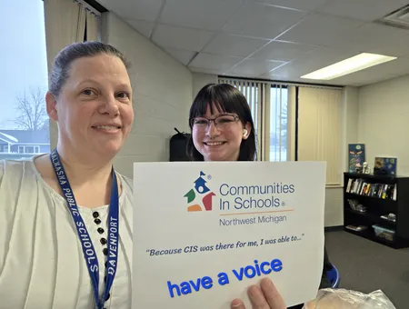CIS site coordinator with CIS student Eliza